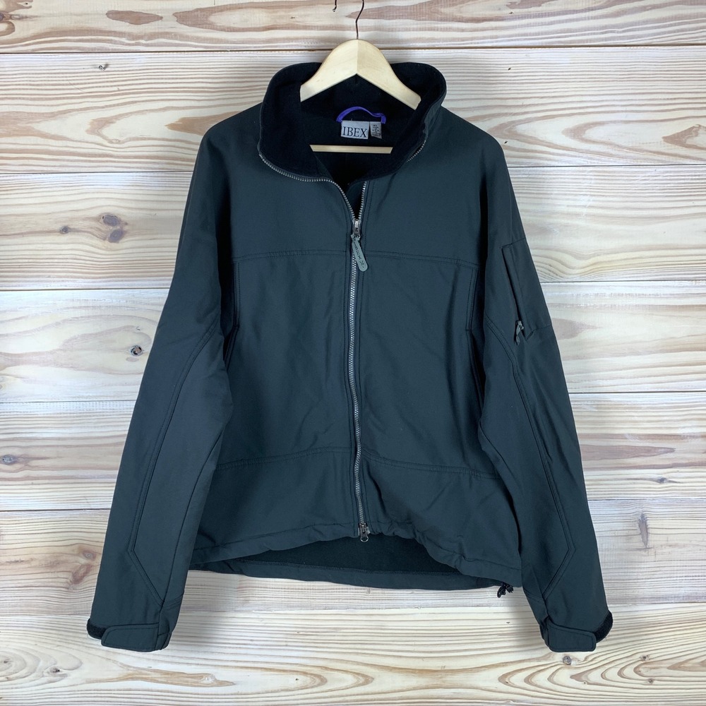 Ibex‎ Climawool Jacket Mens XL Black Softshell Full Zip Merino Blend USA Hiking